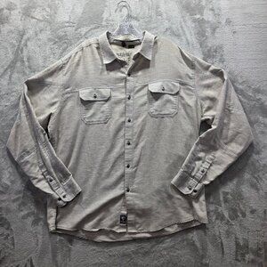 Kuhl Shirt Mens Extra Large Gray Herringbone Long Sleeve Button Up Linen Blend